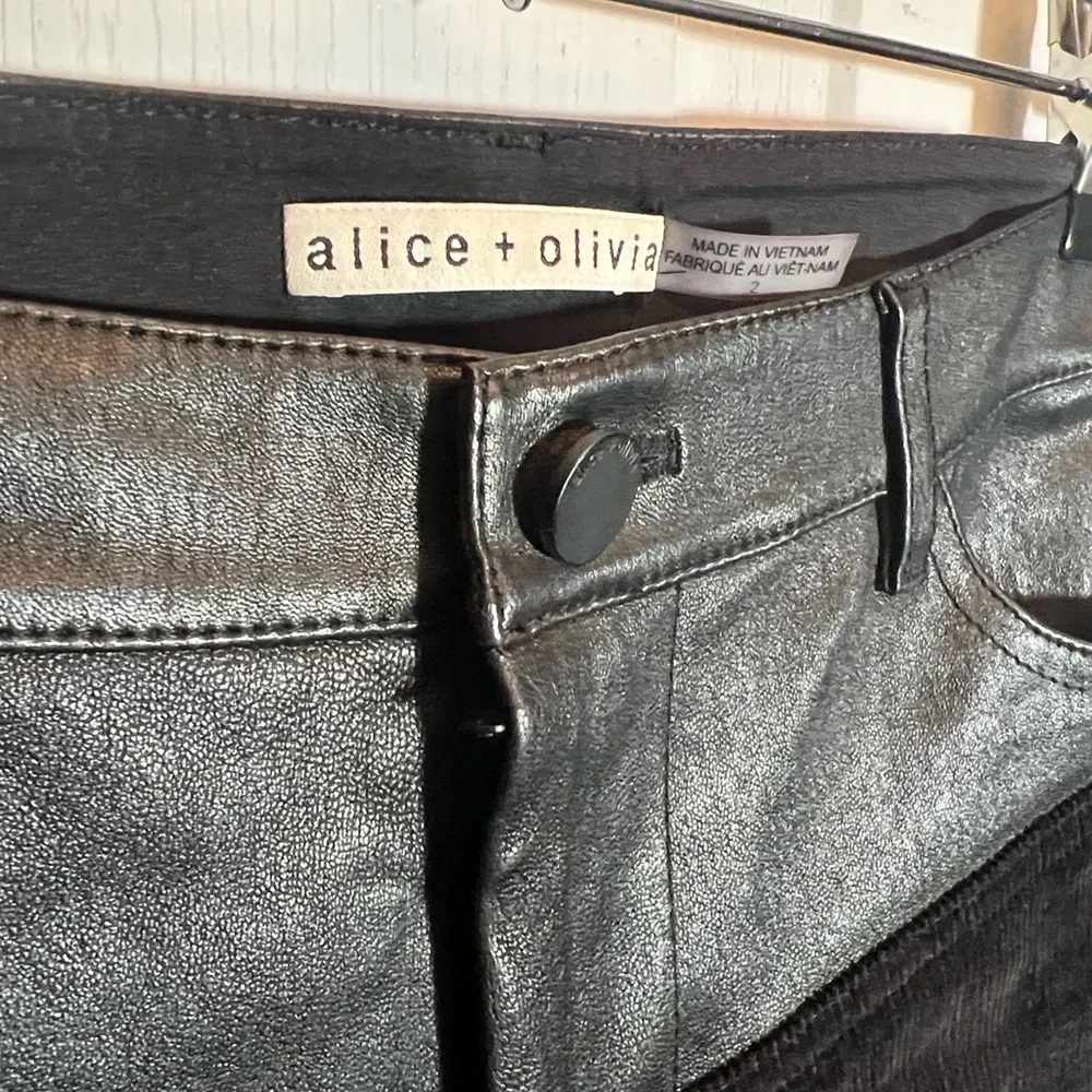 Alice + Olivia Lamb Skin & Corduroy Flare Jeans - Picture 5 of 7